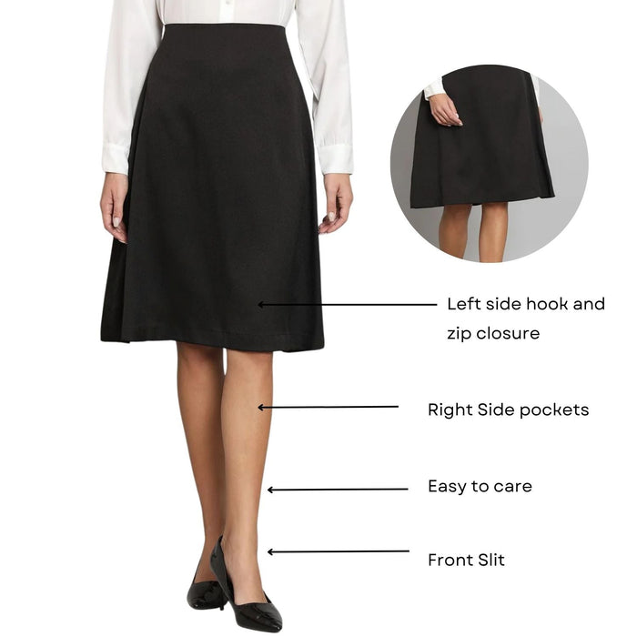 Women A-Line Moss Skirt- Black