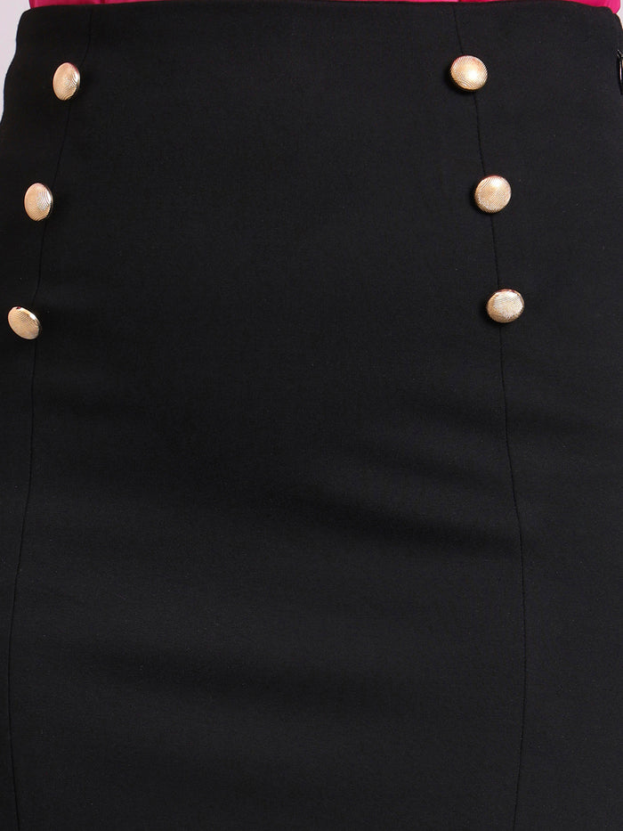 Women Black  4-Way Stretch Pencil Skirt