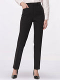 Women Black Mid-Rise Pleated Formal Trousers