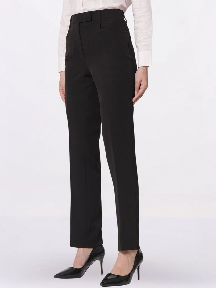 Women Black Mid-Rise Pleated Formal Trousers