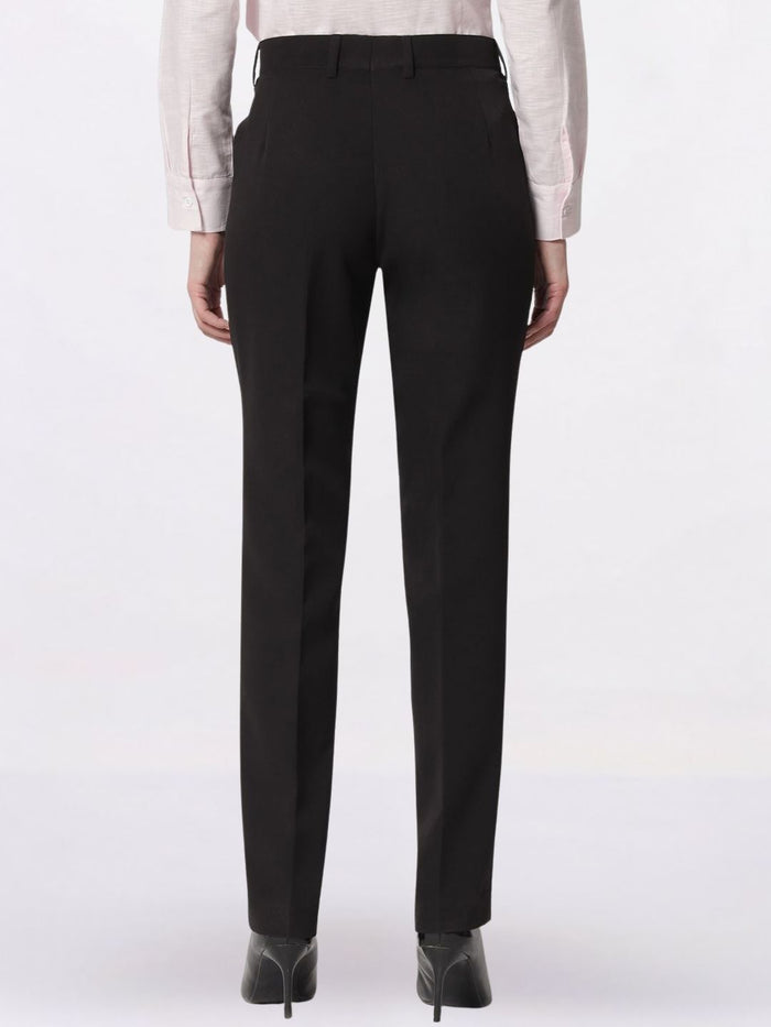 Women Black Mid-Rise Pleated Formal Trousers