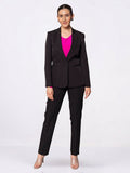 Women Black Single Breasted Formal Pant Suit