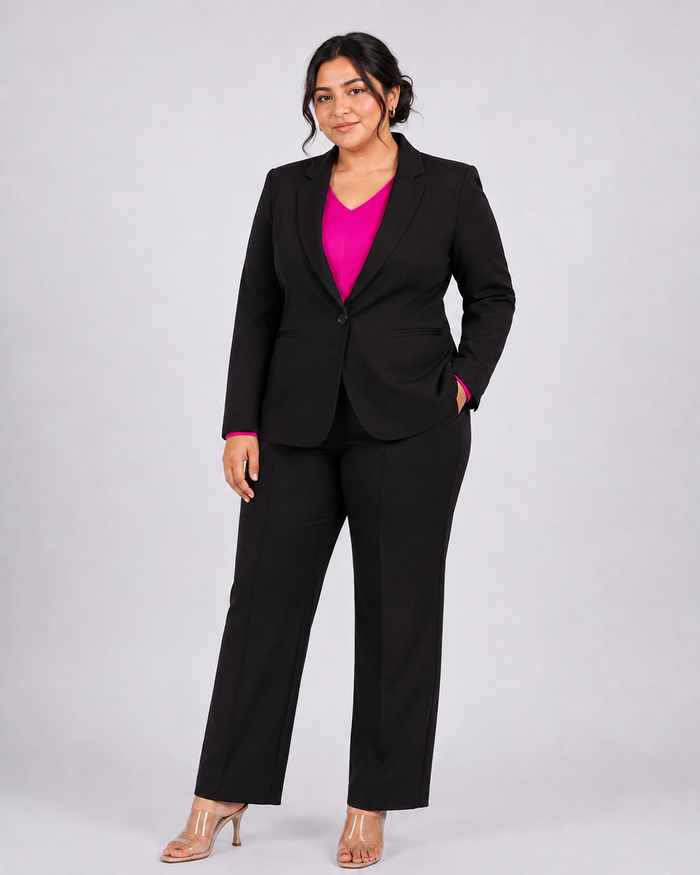 Women Black Single Breasted Formal Pant Suit