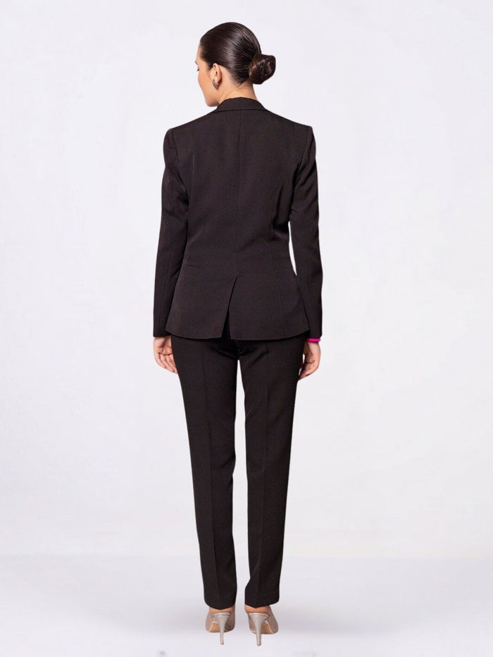 Women Black Single Breasted Formal Pant Suit