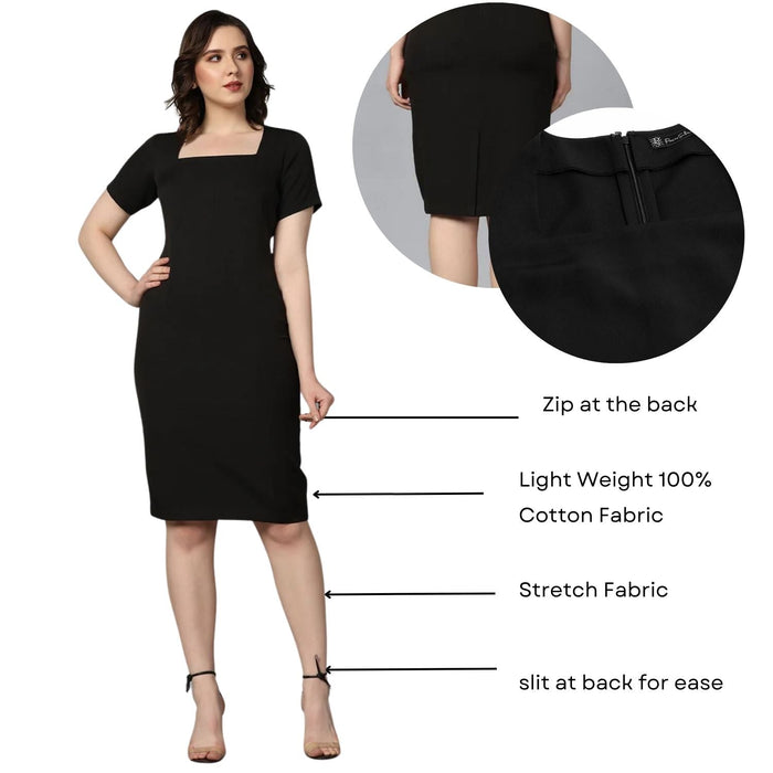 Women Black Stretch Pencil Dress