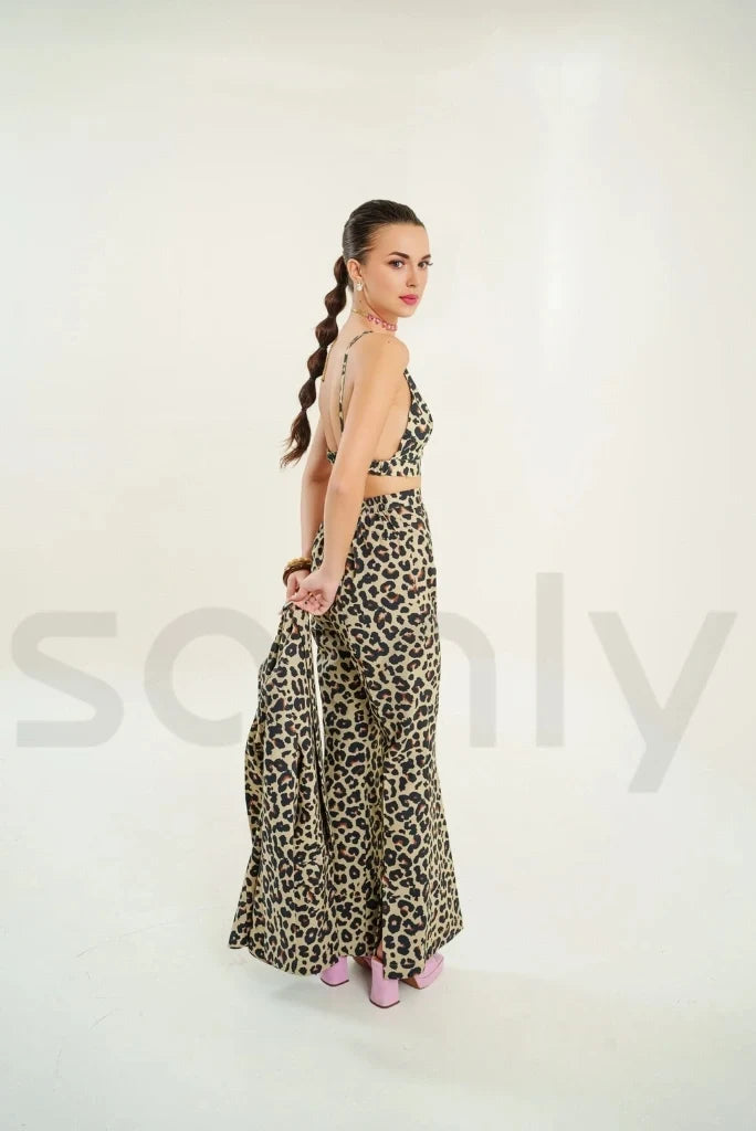 Women animal print co ord set with top and trousers-side