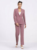 Women Dusty Pink Fit Single Breasted Formal Pantsuit