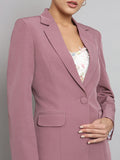 Women Dusty Pink Notch Collar Formal Blazer