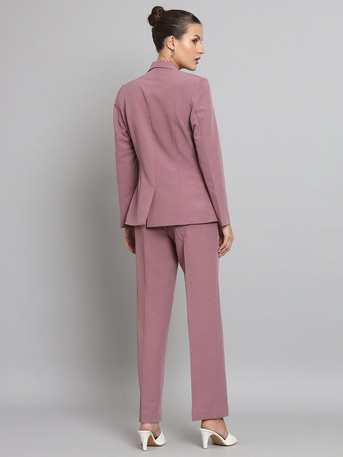 Women Dusty Pink Notch Collar Formal Blazer
