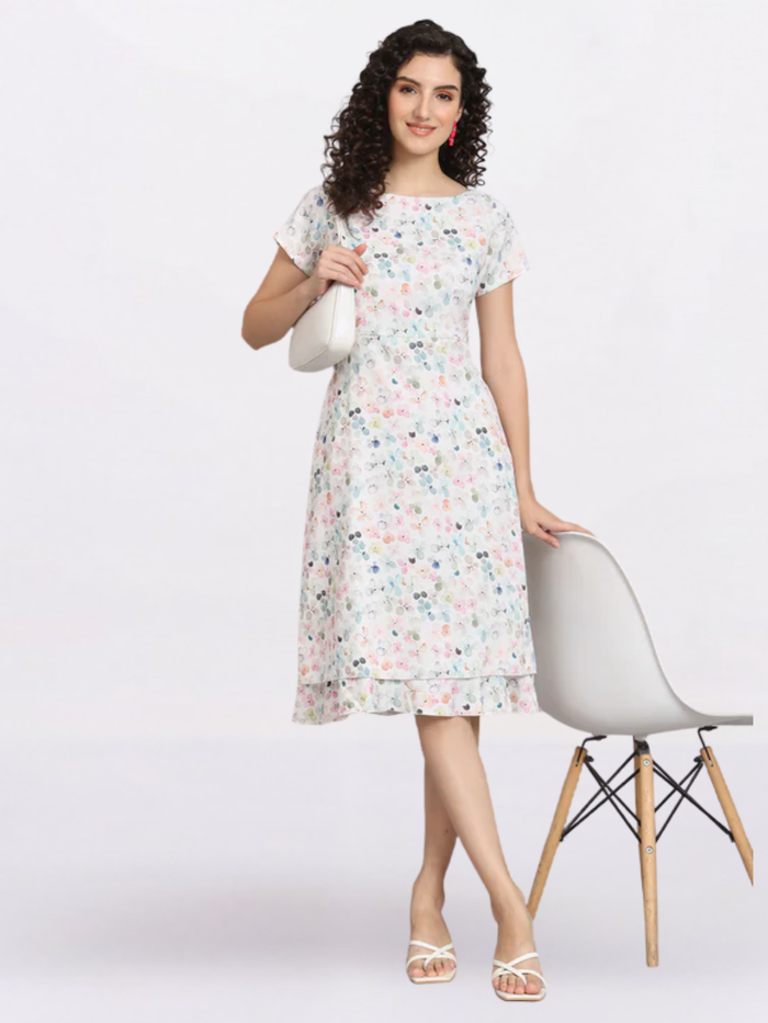 Women Floral Print Sheath Midi Dress