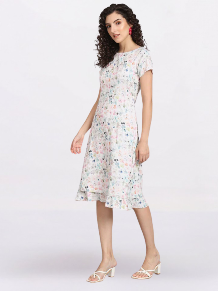 Women Floral Print Sheath Midi Dress