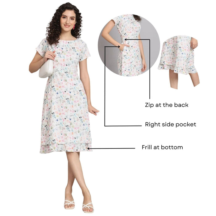 Women Floral Print Sheath Midi Dress