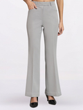 Women Grey Flared Mid-Rise Bell Bottom Stretch Trouser