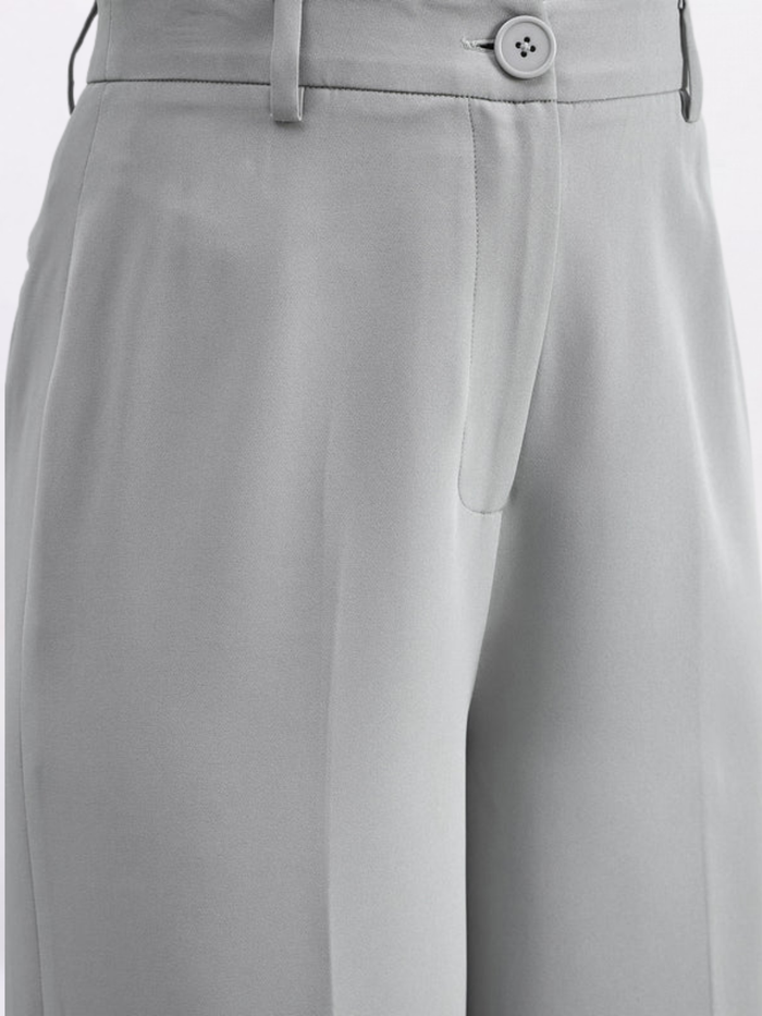 Women Grey Straight Fit High-Rise Trousers
