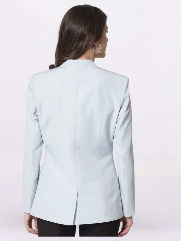 Women Ice Blue Notched Lapel Single Breasted Blazers