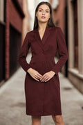 Women Maroon Stretch Blazer Dress