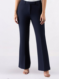 Women Navy Blue Flared High-Rise Trousers
