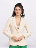 Women Off White Notched Lapel Formal Blazer