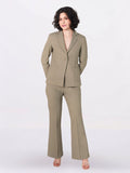 Women Pastel Fern Green Formal Powersuit