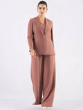 Women Peach Tailored-Fit Single-Breasted Three-Piece Formal Pantsuit