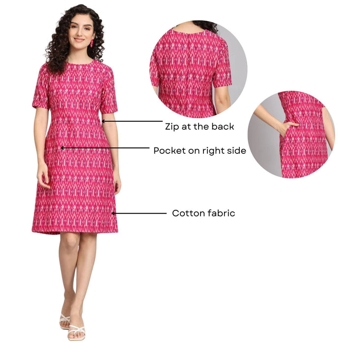 Women Pink Printed A-Line Dress