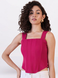 Women Pink Strappy Corset Top