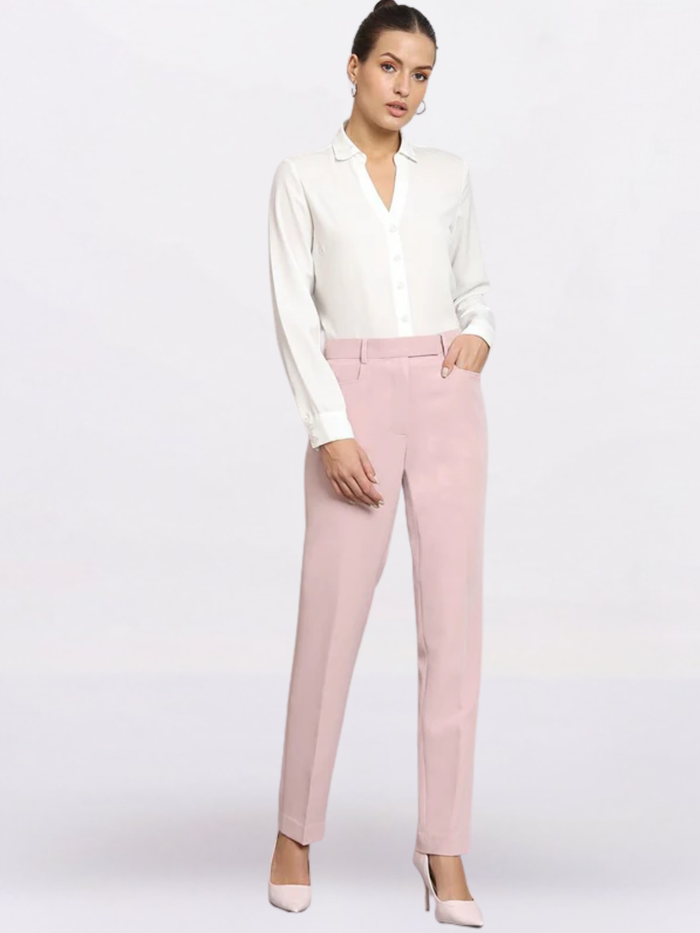 Women Relaxed Regular Fit Mid-Rise Cigarette Trousers
