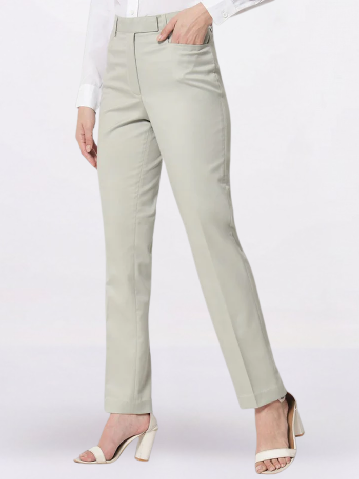 Women Sage Green Mid-Rise Formal Trousers