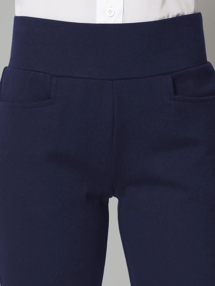 Women Tailored Skinny Fit High-Rise Easy Wash Trousers