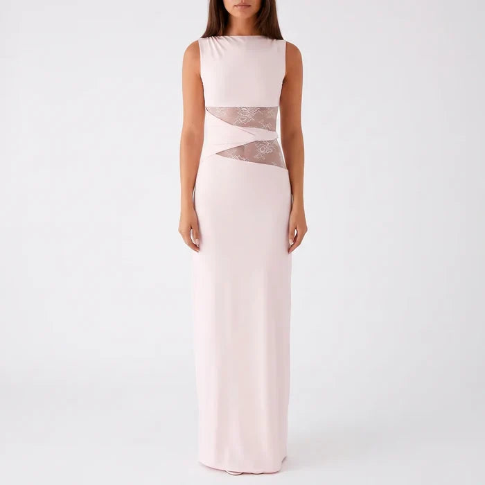 Women's Floral Lace Cut-Out Maxi Dress