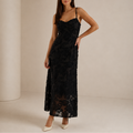 Women’s Floral Lace Maxi Dress – Elegant Sleeveless Evening Dress