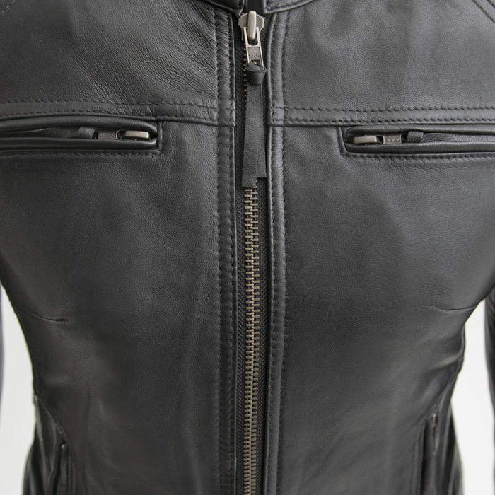 Ladies Supastar Leather Jacket: Description
Supastar - Women's Motorcycle Leather Jacket
Features:

Drum Dye Naked Cowhide Le