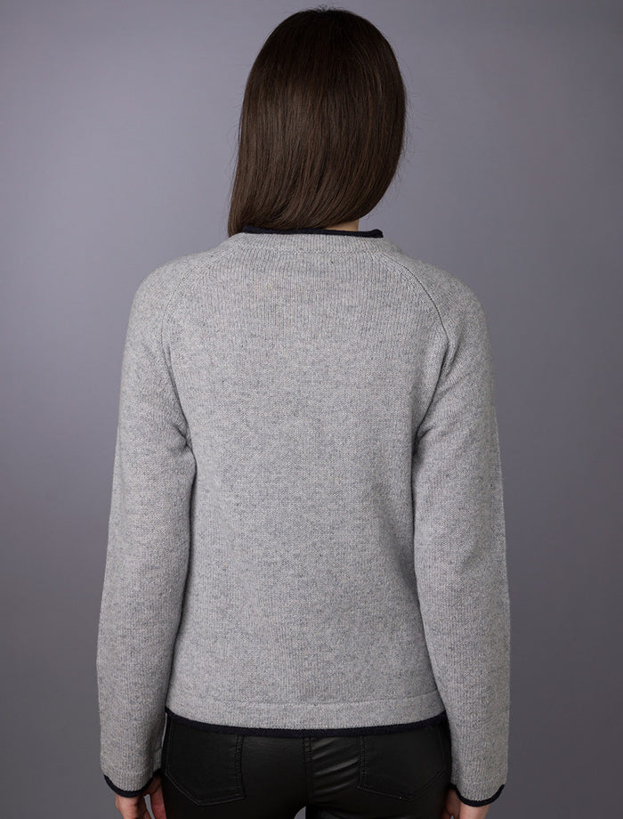 Wool Cashmere Button Down Cardigan - Silver #color_silver