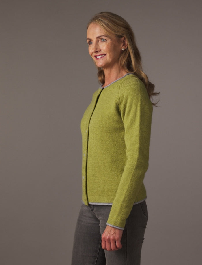 Wool Cashmere Button Down Cardigan - Apple Green #color_apple-green
