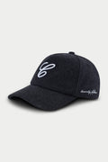 WOOL SCRIPT EMBROIDERED CAP - CHARCOAL