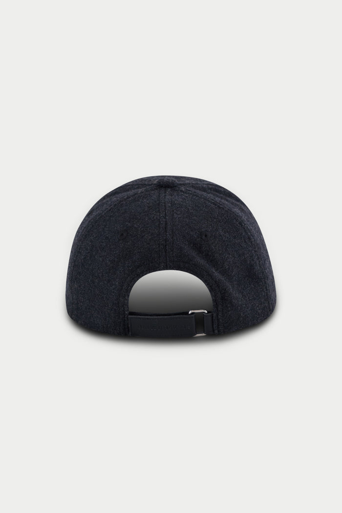WOOL SCRIPT EMBROIDERED CAP - CHARCOAL