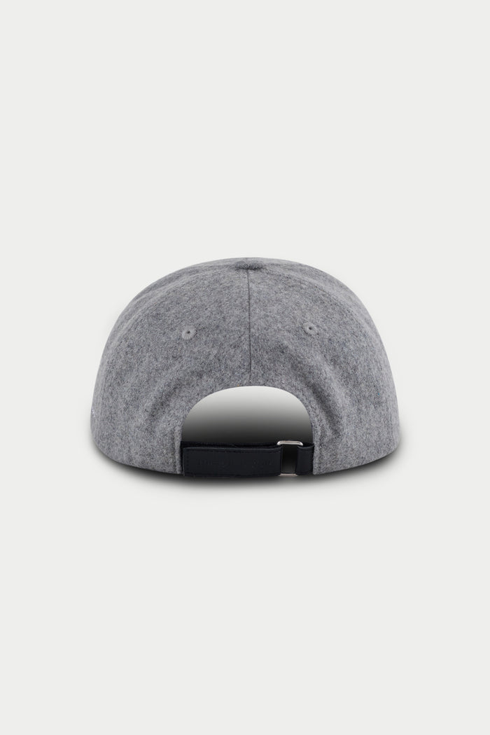 WOOL SCRIPT EMBROIDERED CAP - GREY