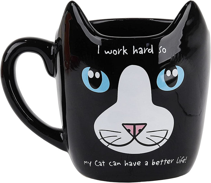 Work Hard Cat Mug