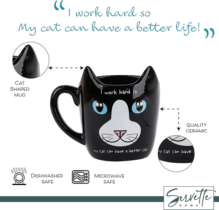 Work Hard Cat Mug
