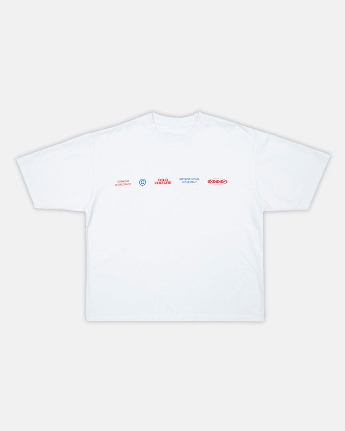 WORLDWIDE CIRCLE TEE WHITE BLUE - COLD CULTURE
