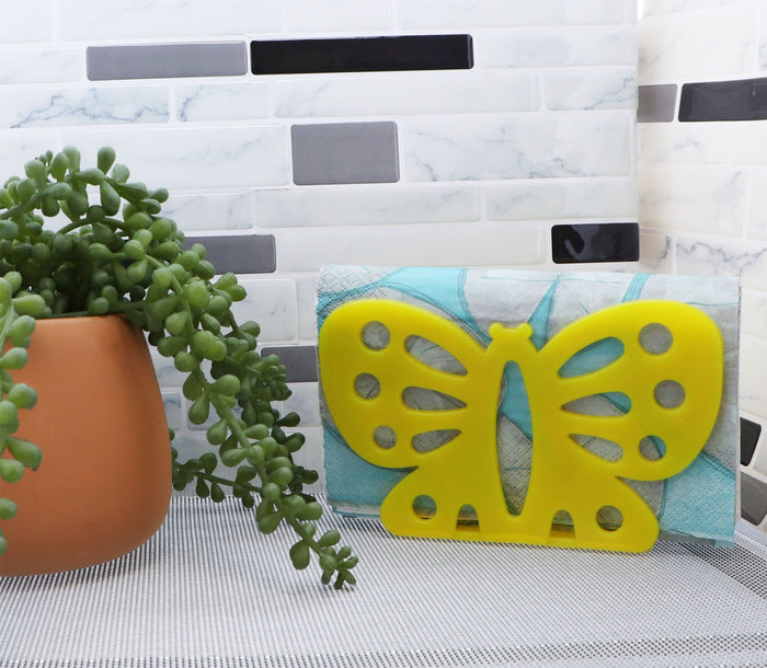 yellow plastic napkin holder