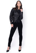 Zoe Hand Woven Leather Jacket-Black