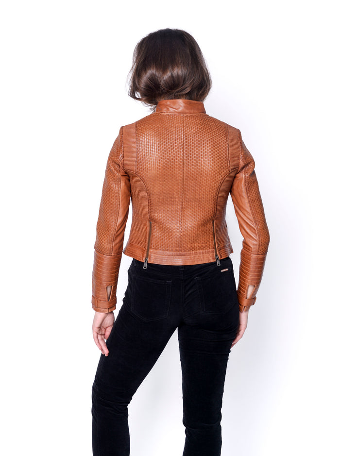 Zoe Hand Woven Tan jacket